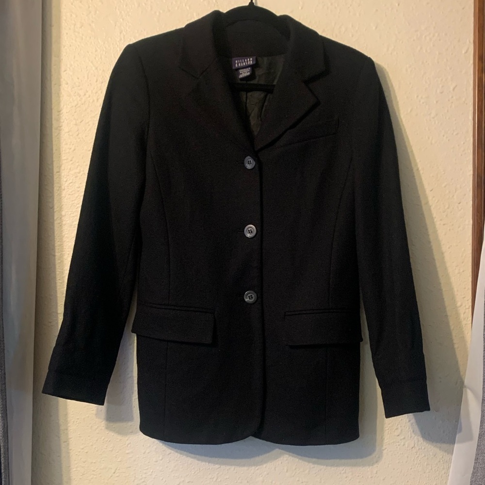 Hillard & Hanson Black 100% Wool Blazer - Size 4